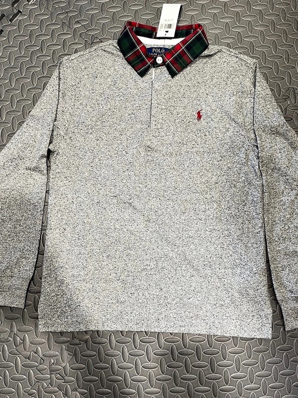 Kids Polo Ralph Lauren Plaid-Collar Cotton Jersey Rugby Shirt size L